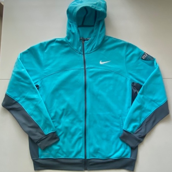 Nike Men's Basketball Therma-fit Elite Full Zip Jacket Hoodie Aqua Blue Size L - Picture 2 of 13